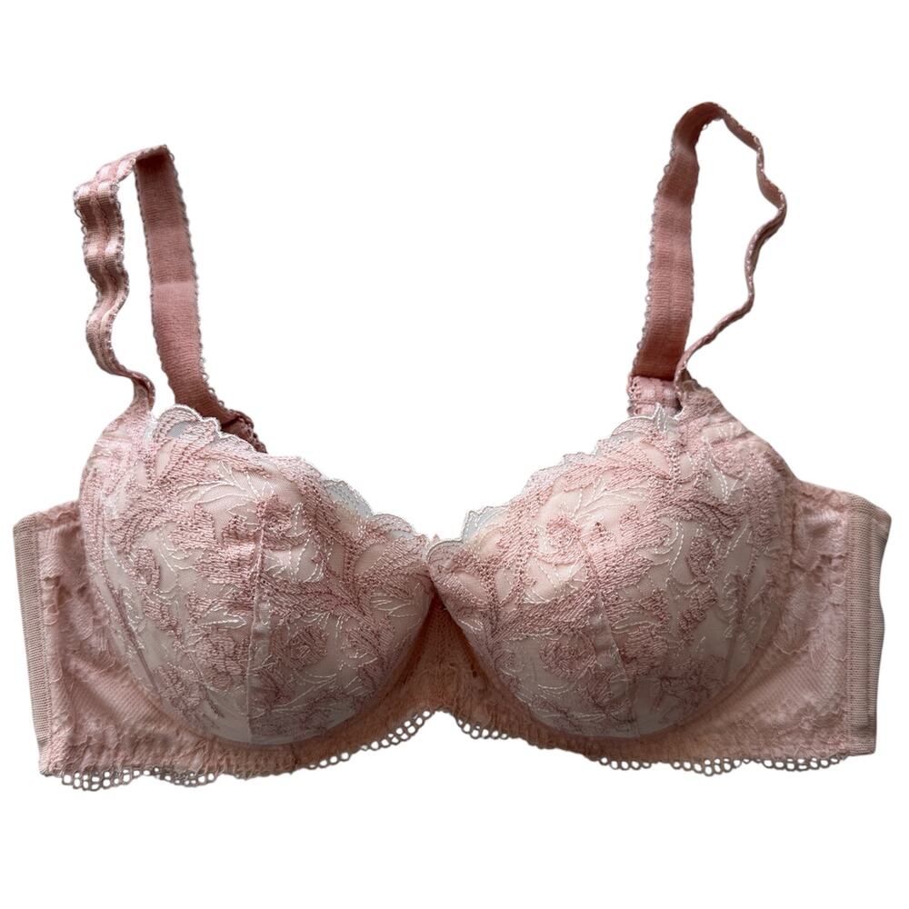Bradelis New York Pink Lace Step 1 Scoop Shaping Underwire Bra 34D Made in Japan